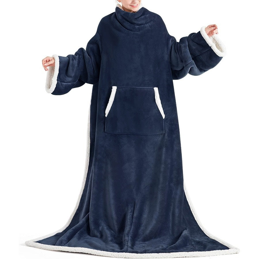 Premium Wearable Hoodie Blanket with Pockets navy blue