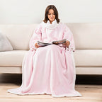 Premium Wearable Hoodie Blanket with Pockets pink
