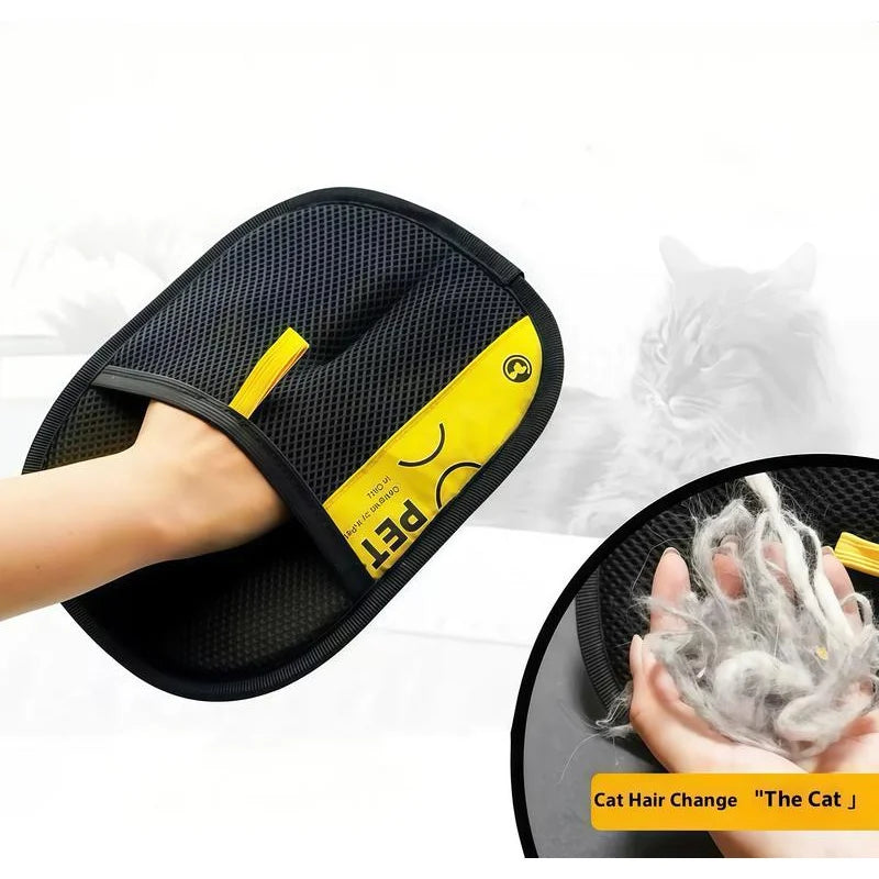 Pet Hair Remover Gloves Electrostatic for Cats Dogs, Reusable Washable Grooming Glove with 2-in-1 Lint Roller Brush