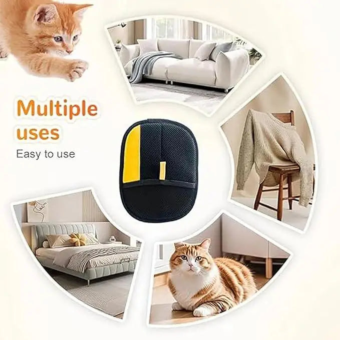 Pet Hair Remover Gloves Electrostatic for Cats Dogs, Reusable Washable Grooming Glove with 2-in-1 Lint Roller Brush