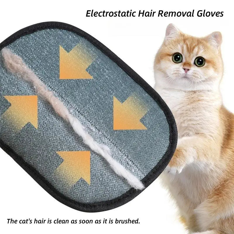 Pet Hair Remover Gloves Electrostatic for Cats Dogs, Reusable Washable Grooming Glove with 2-in-1 Lint Roller Brush