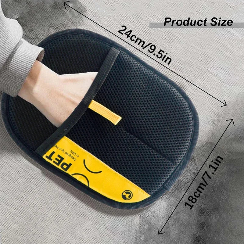 Pet Hair Remover Gloves Electrostatic for Cats Dogs, Reusable Washable Grooming Glove with 2-in-1 Lint Roller Brush
