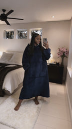 Premium Wearable Hoodie Blanket with Pockets navy blue